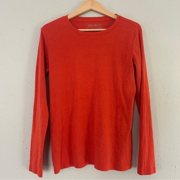 🦋 Eddie Bauer Orange Long Sleeve Tee Casual Comfy Classic Large - Picture 1 of 6